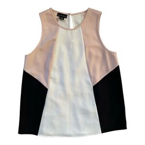 METAPHOR Women's Colorblock Sleeveless Top - Black White Peach, size M modern